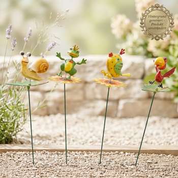 4er Set Bunte Gartenstecker Wackeltiere ca. 70 cm - Gartendekoration